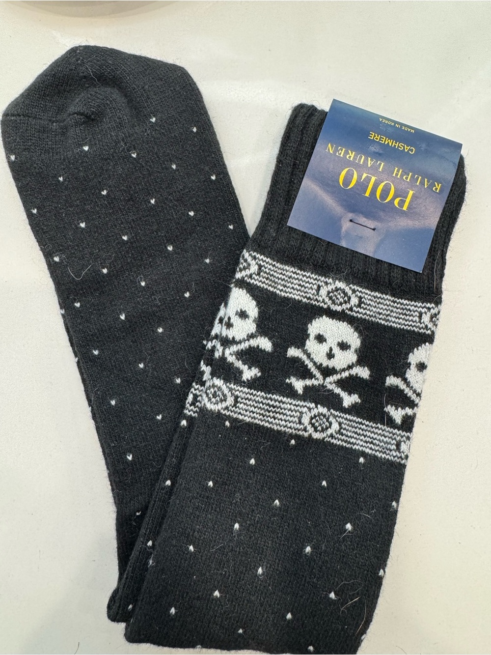 Polo by Ralph Lauren Black Skull-Pattern Cashmere Blend Socks $30 skull ☠️